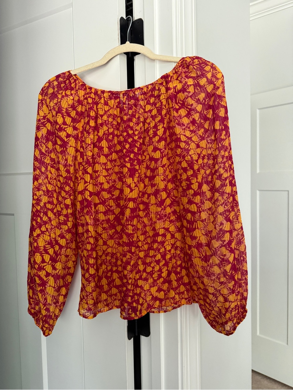 Marie Oliver Silk Orange Pink Long Sleeve Top